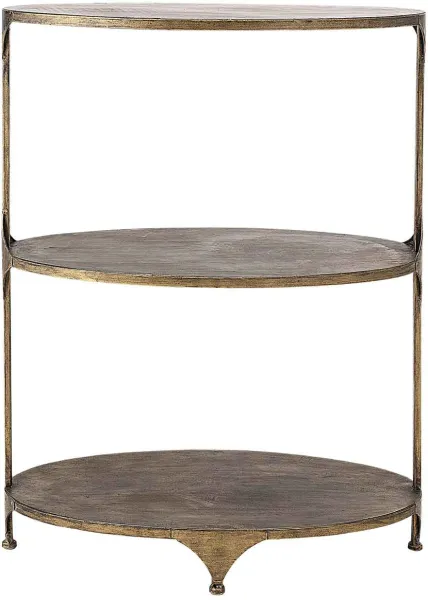 CREATIVE COLLECTION Bartisch - messingfarbenes Metall, mit 2 Regalen, oval