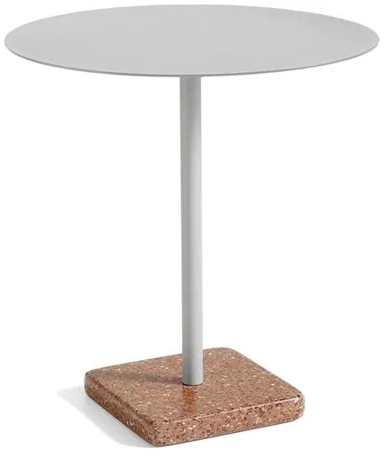 HAY Terrazzo Outdoor-Café-Tisch Ø70 Sky Grey/Rot Terrazzo