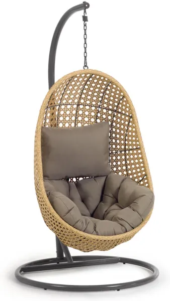 Cira, Outdoor-Hängesessel mit Gestell, schwarz, H197x105x105 cm