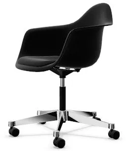 Vitra Eames Plastic PACC Bürostuhl mit gepolsterter Sitzfläche und Drehfunktion Schwarz/Tiefschwarz