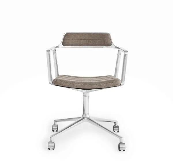 Vipp 452 Swivel Bürostuhl mit Rollen Dunkelsand/Aluminium