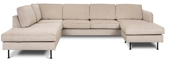 Læsø Sofa mit Chaiselong und Open-End - 288 x 210 cm - beiger Samt