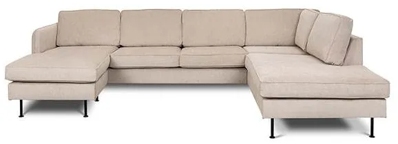 Læsø Sofa mit Chaiselongue und Open-End - 288 x 210 cm - beiger Samt - Linksausführung